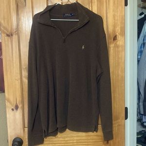 Brown Polo pullover with 1/4 zipper XL